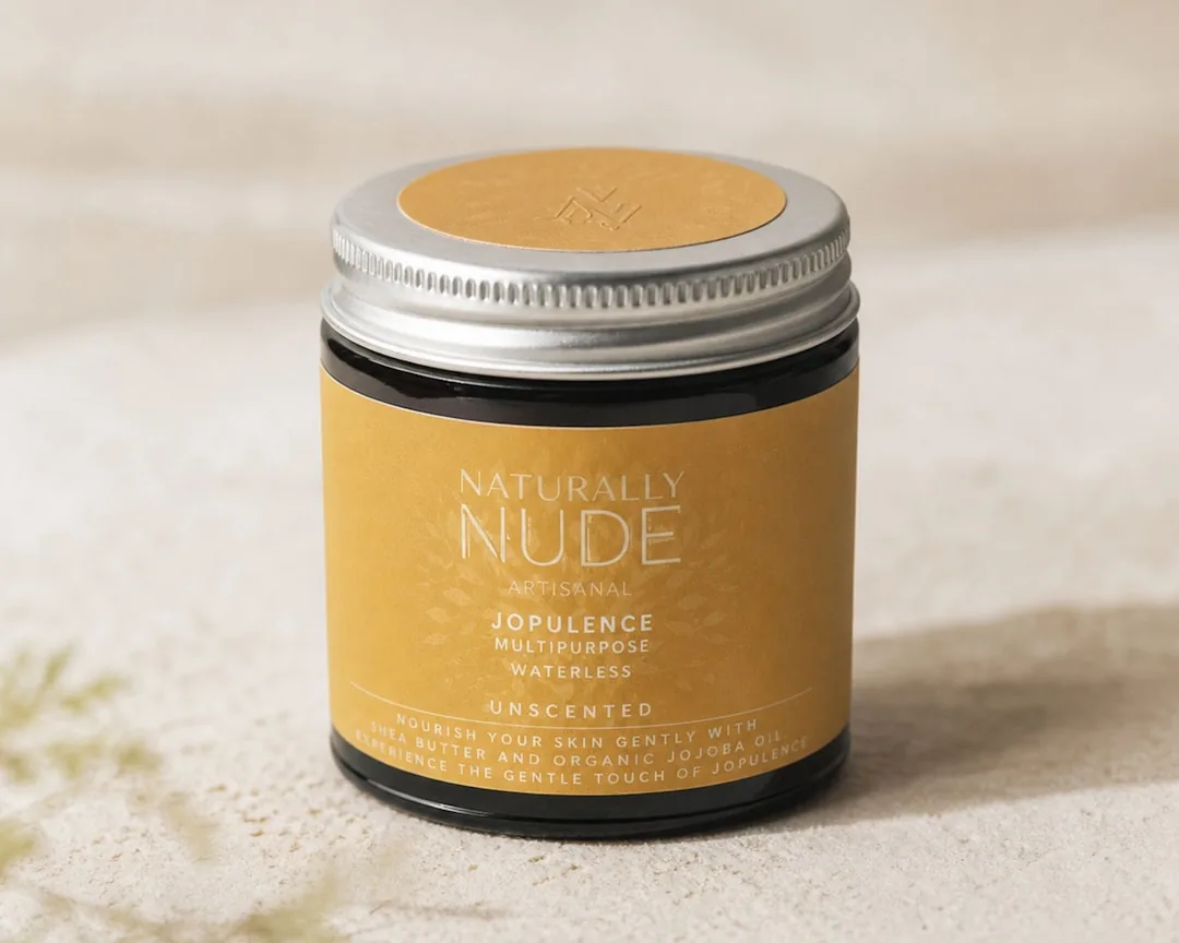 Pot de baume au beurre de karité d'une marque artisanale de soins naturels